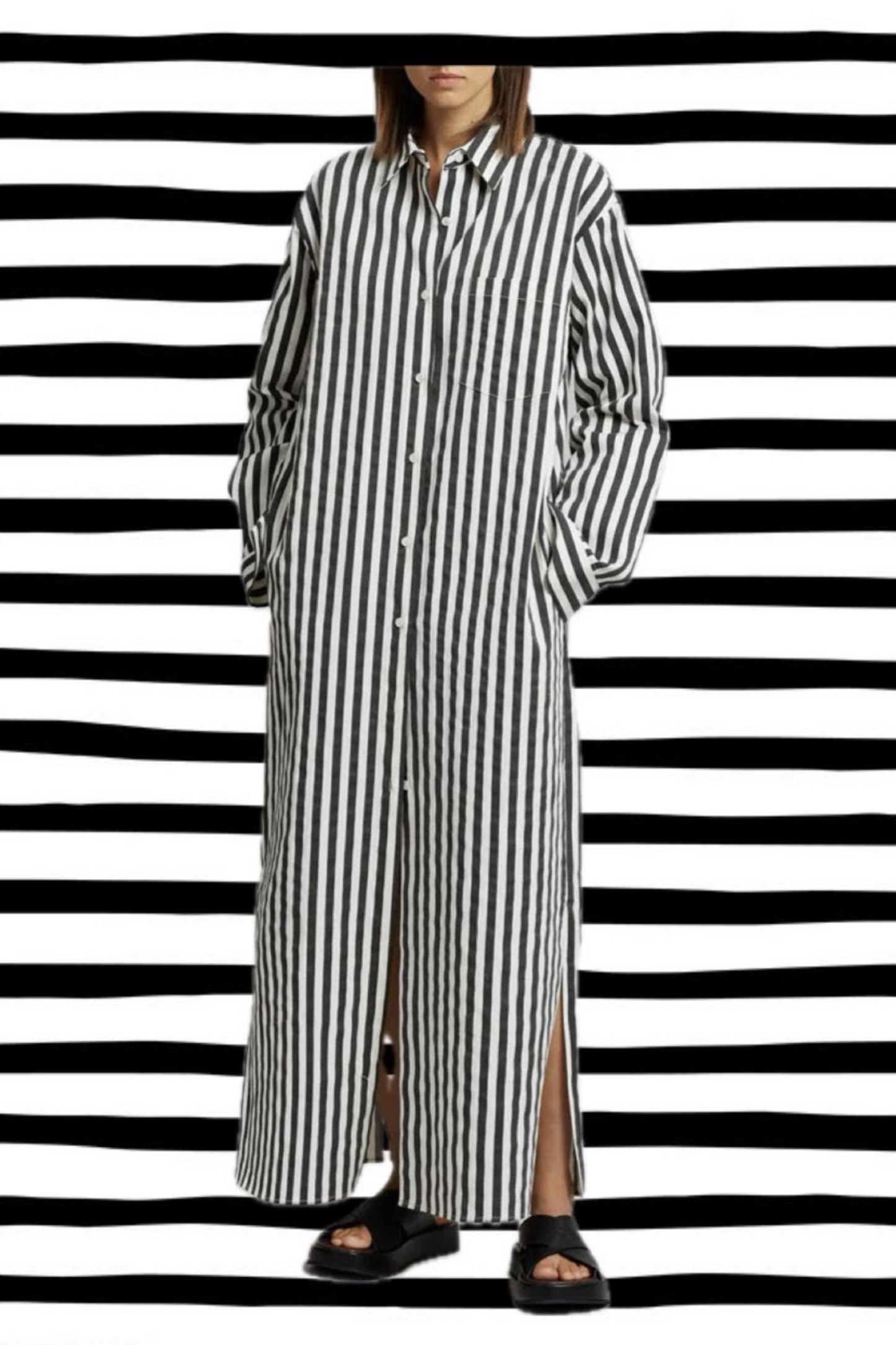 Kota Shirt Dress | Striped | Black