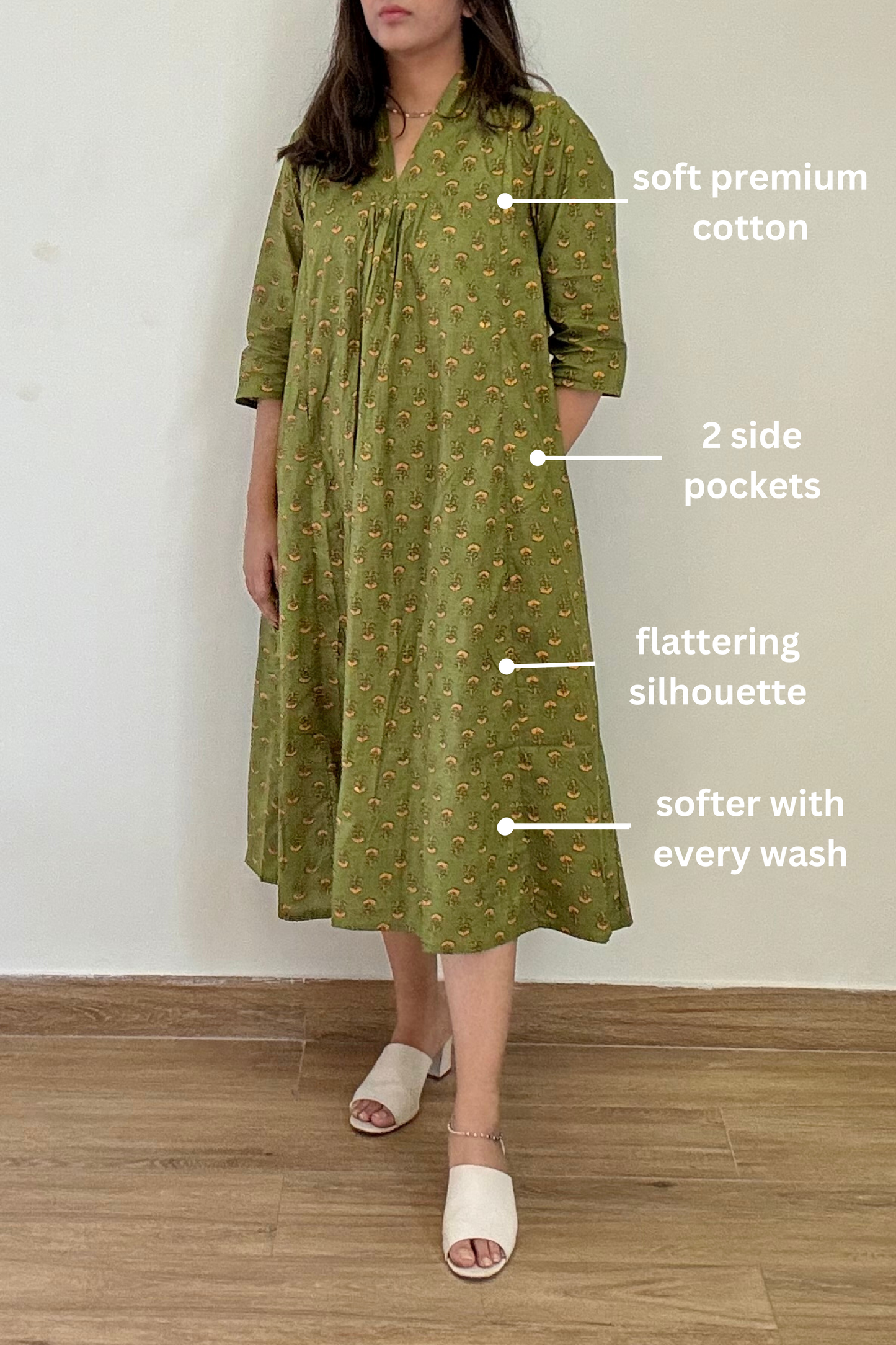 Marigold Kurta Dress | Cotton | Green