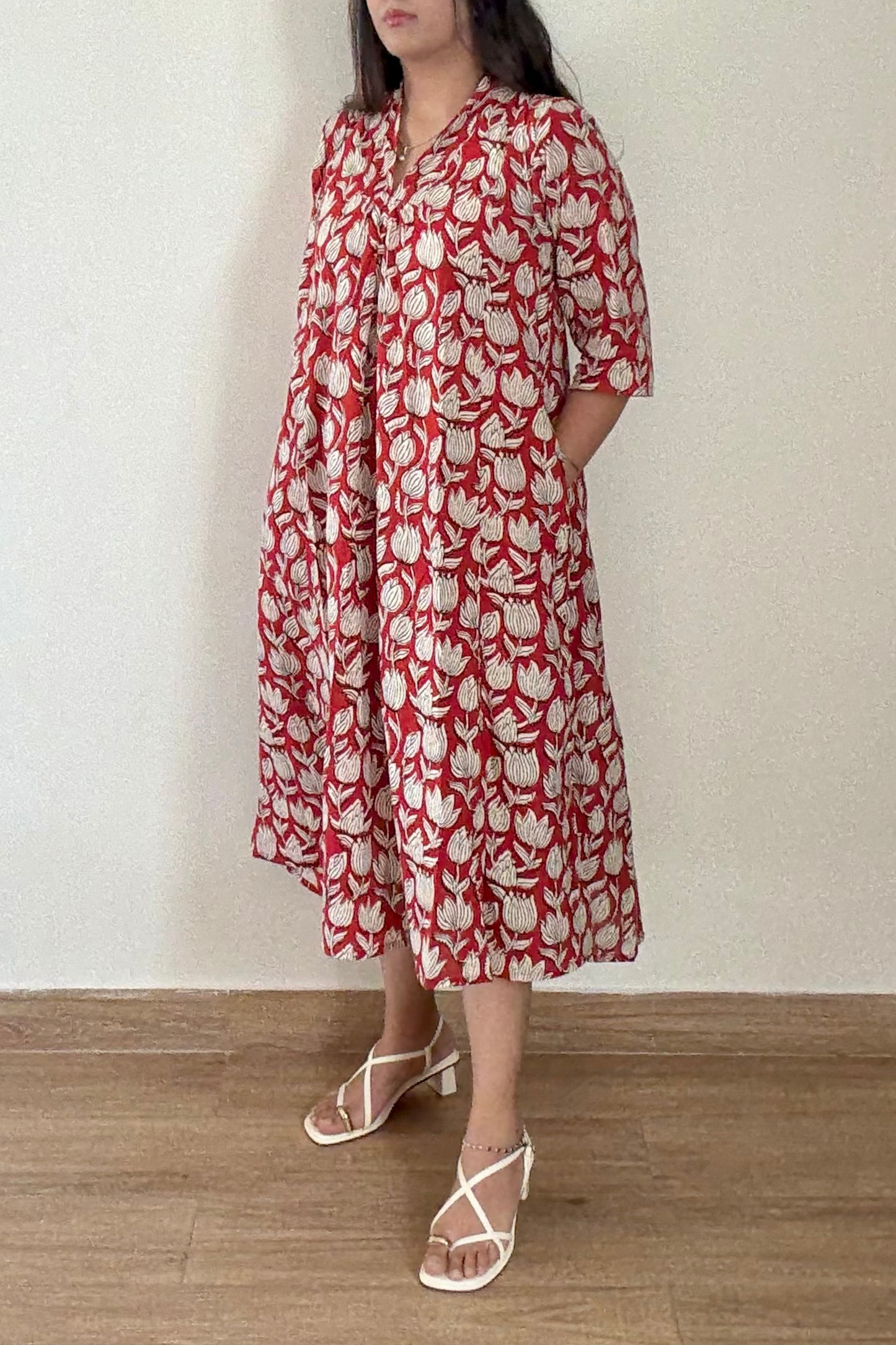 Nalini Kurta Dress | Cotton | Rust Orange