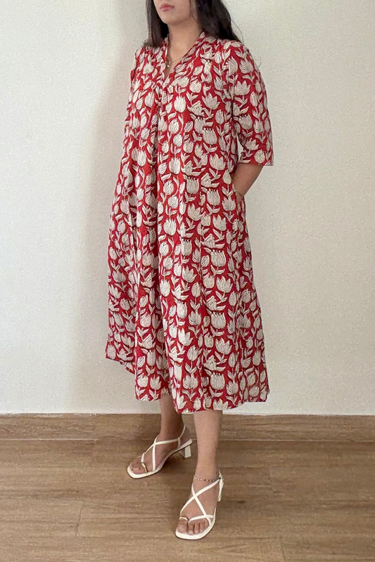 Nalini Kurta Dress | Cotton | Rust Orange