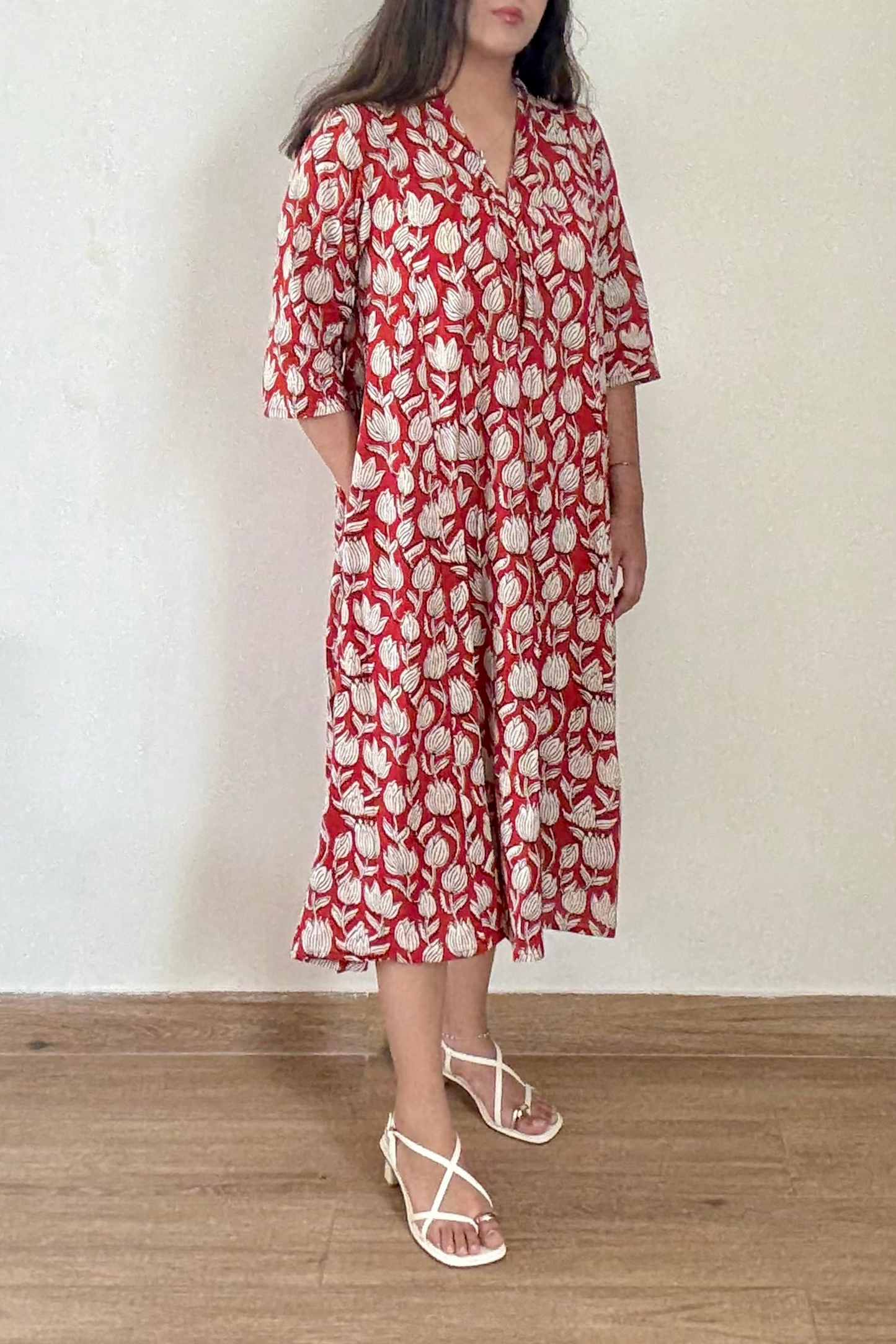 Nalini Kurta Dress | Cotton | Rust Orange