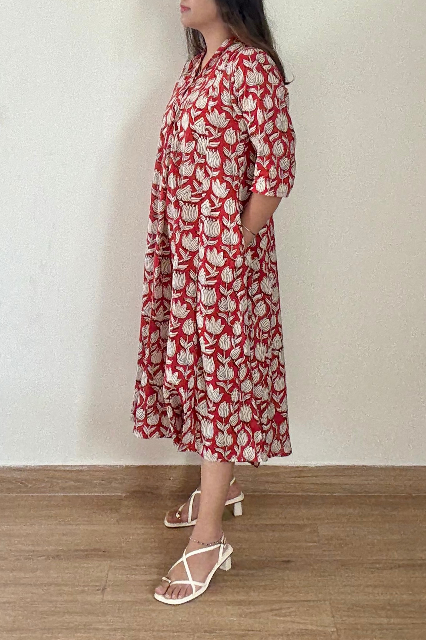 Nalini Kurta Dress | Cotton | Rust Orange