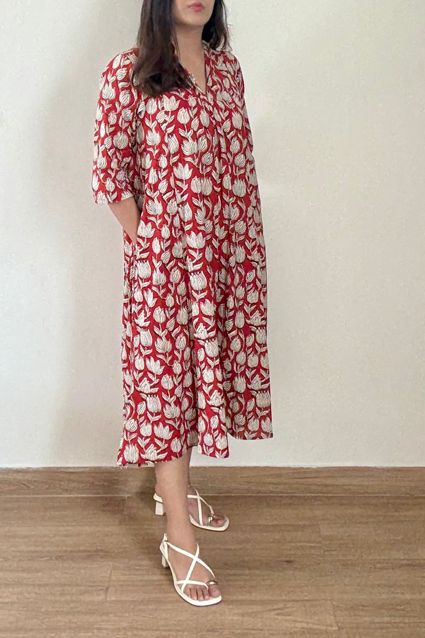Nalini Kurta Dress | Cotton | Rust Orange