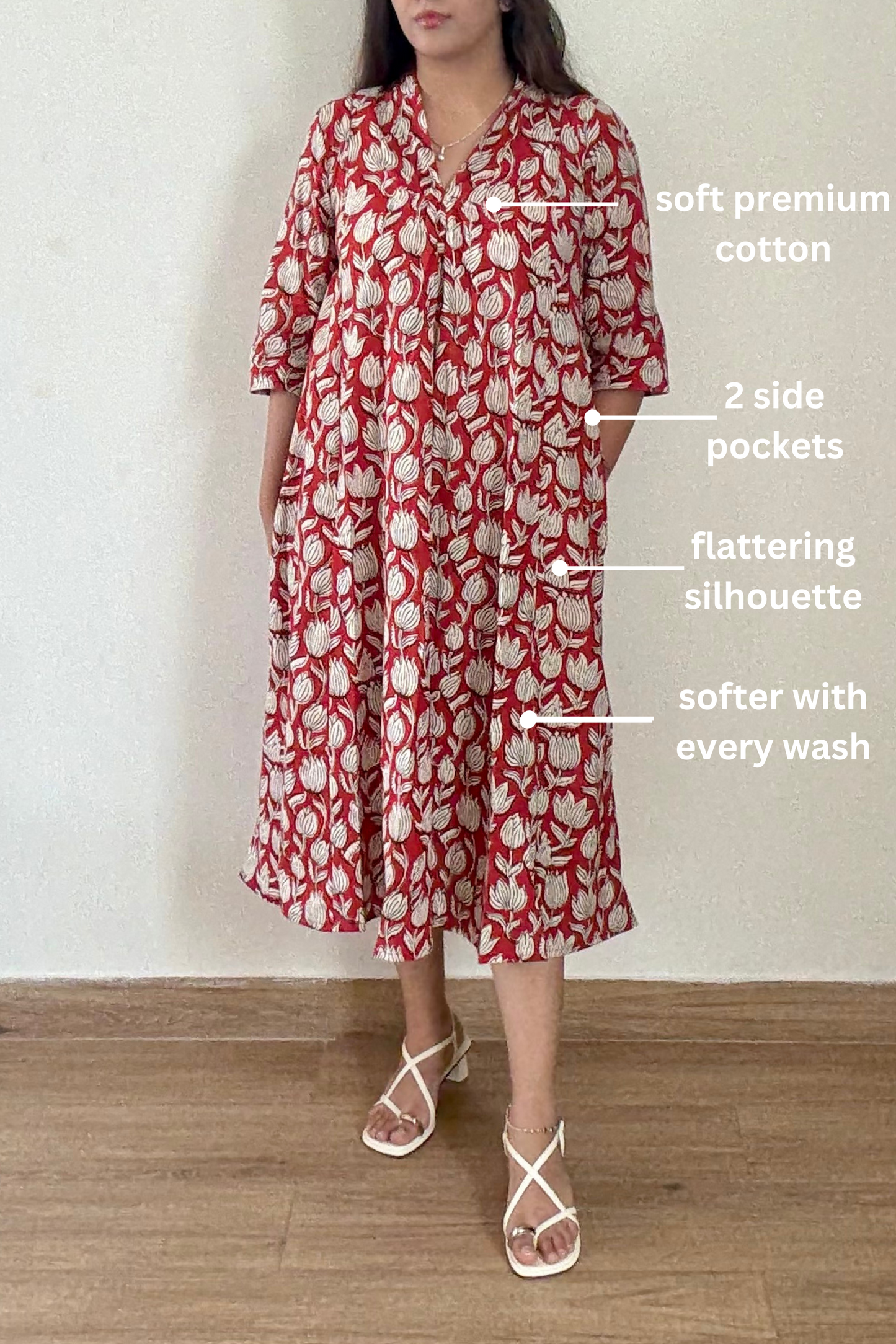 Nalini Kurta Dress | Cotton | Rust Orange