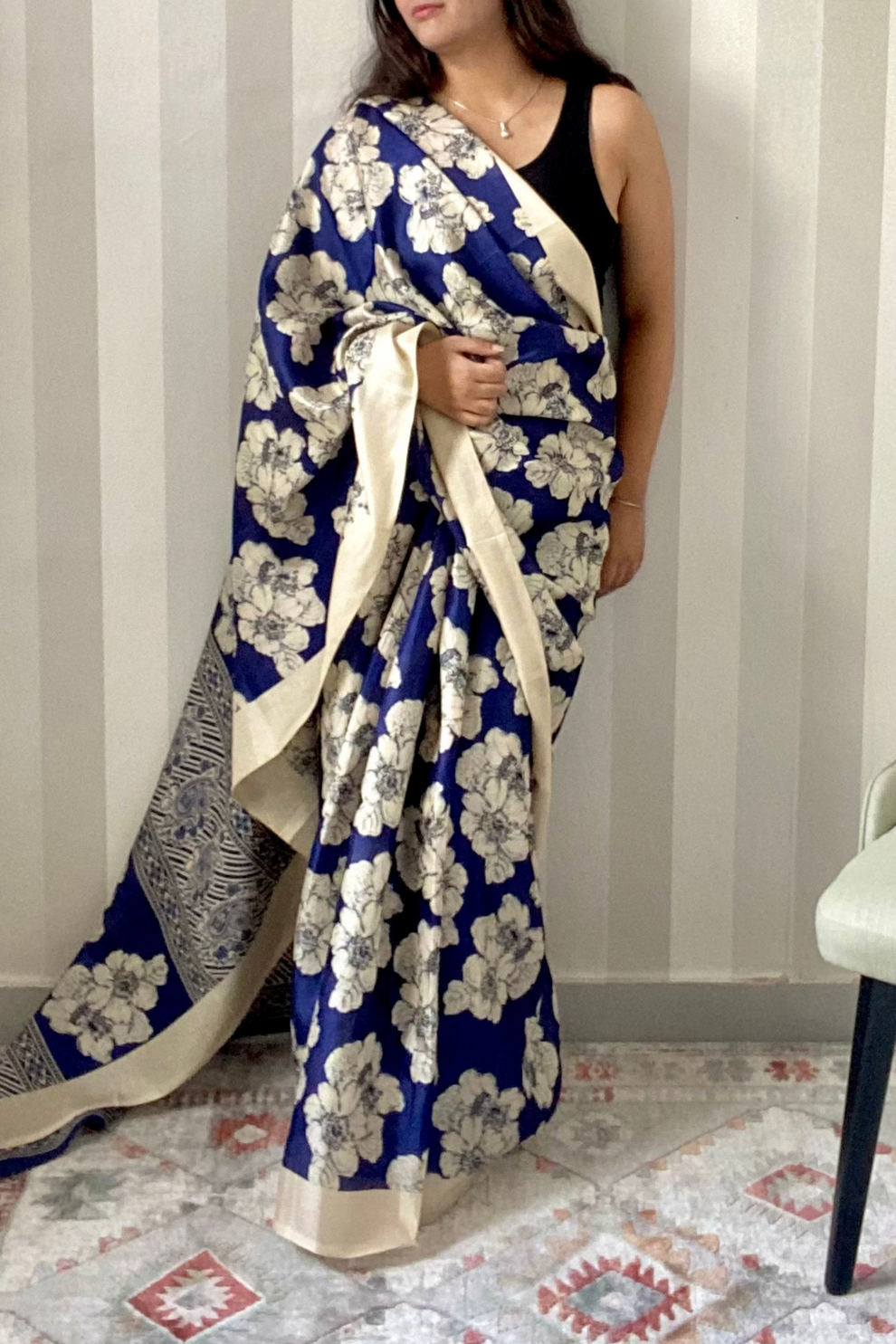 Indian Wildflower Saree | Silk | Blue – Vardee