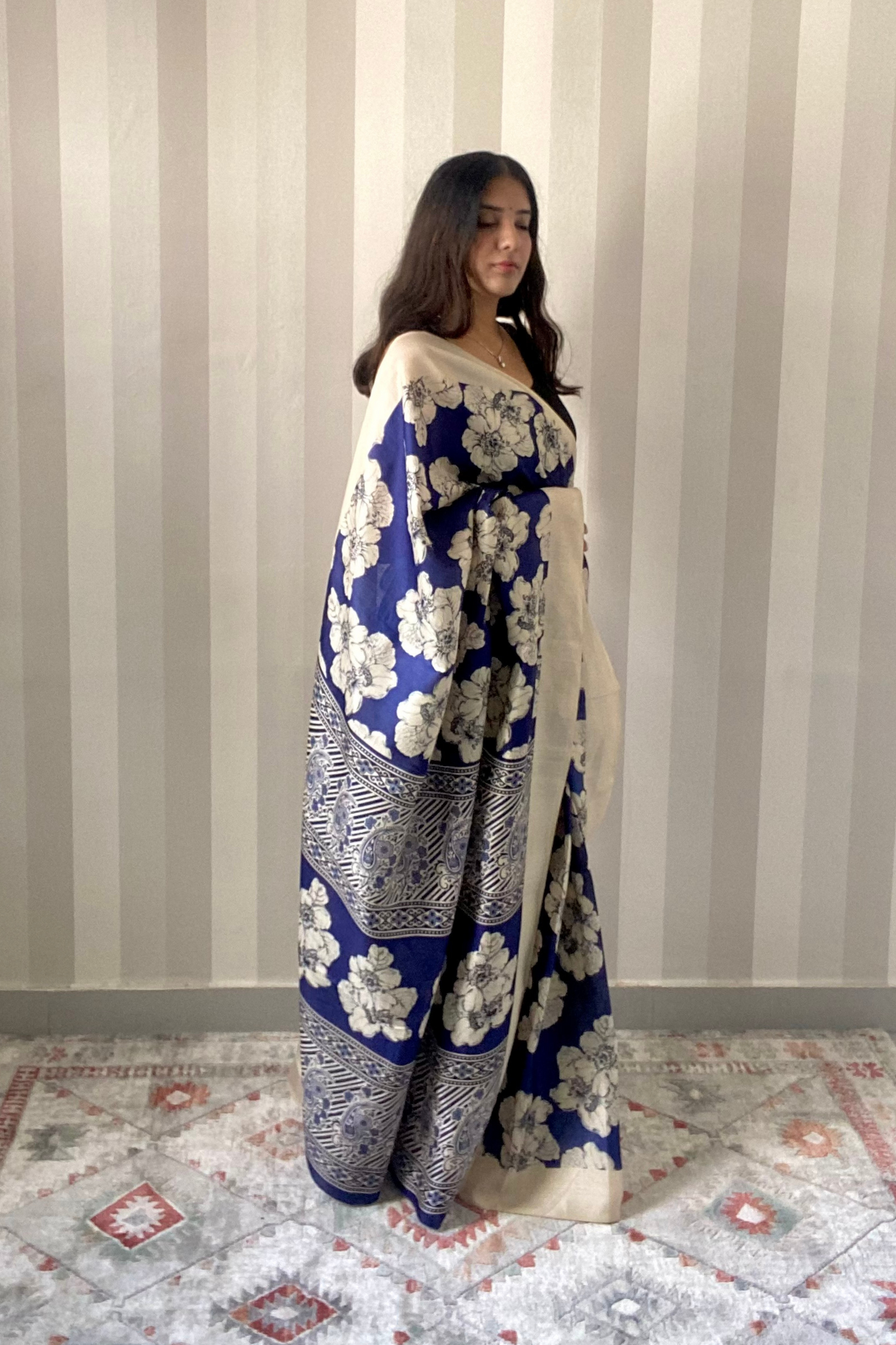 Indian Wildflower Saree | Silk | Blue