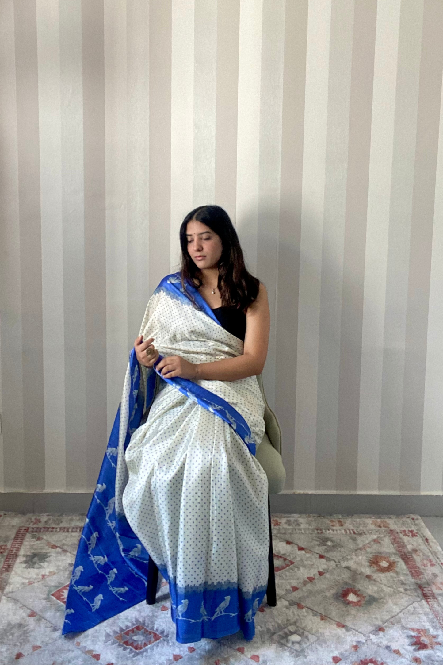 Neel Chidhi Bandhej Saree | Silk | Blue