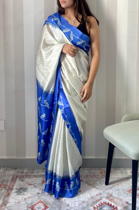 Neel Chidhi Bandhej Saree | Silk | Blue