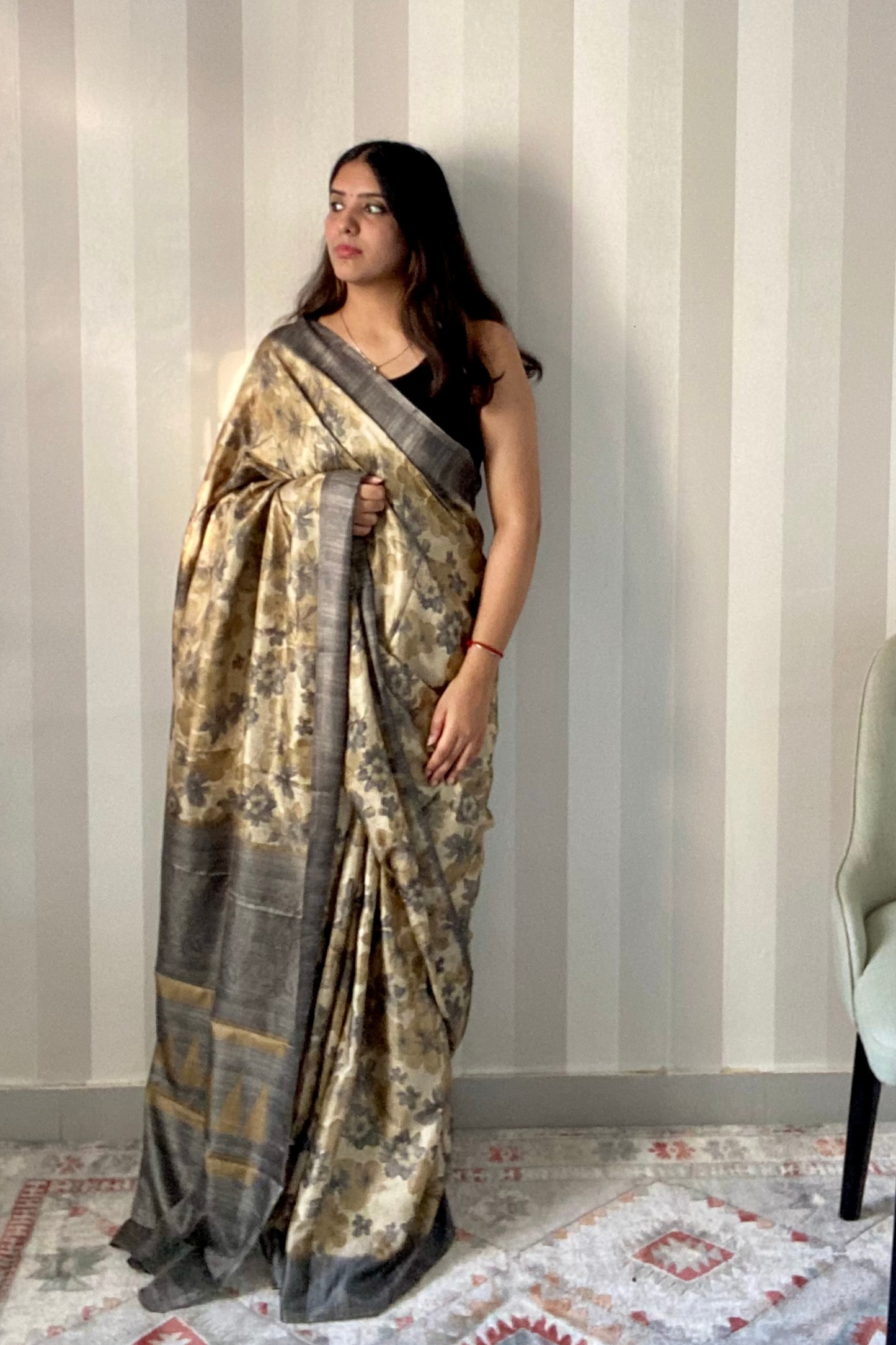 Desert Bloom Saree | Silk | Beige