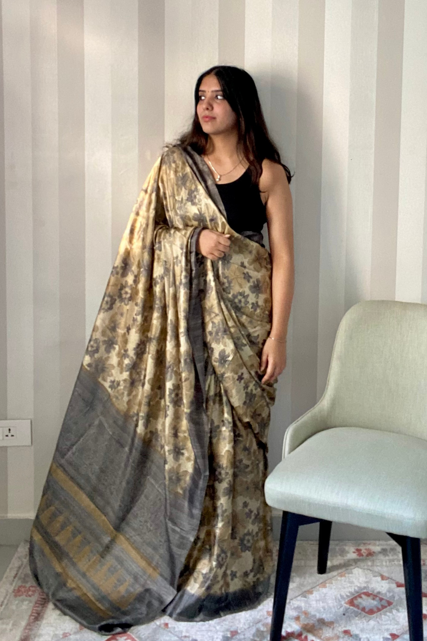 Desert Bloom Saree | Silk | Beige