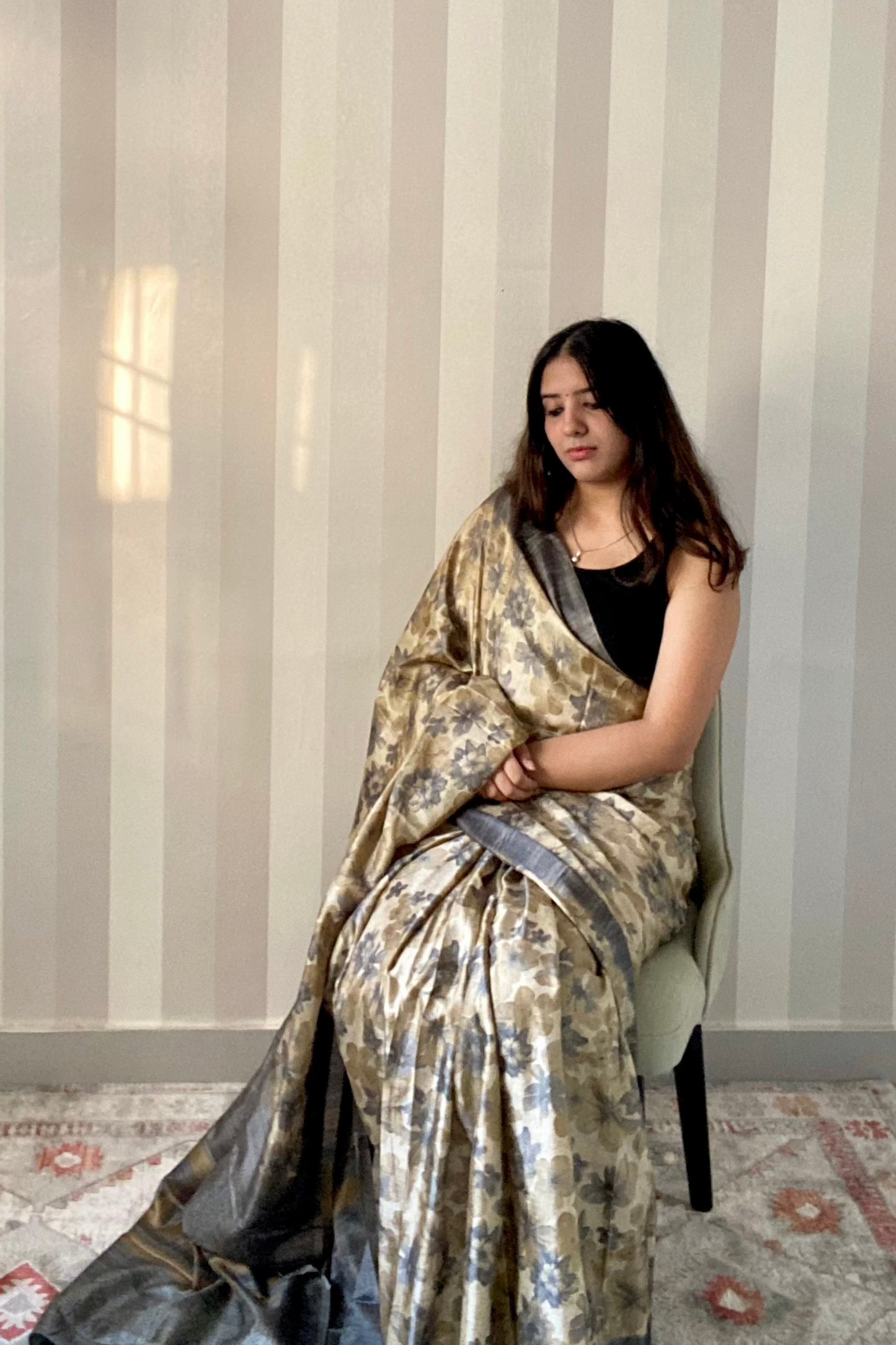 Desert Bloom Saree | Silk | Beige