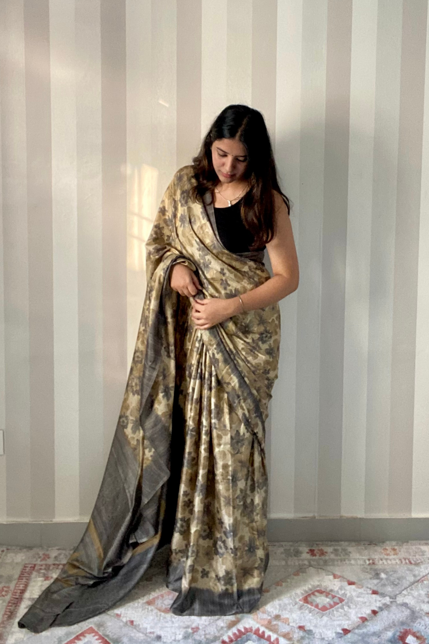 Desert Bloom Saree | Silk | Beige