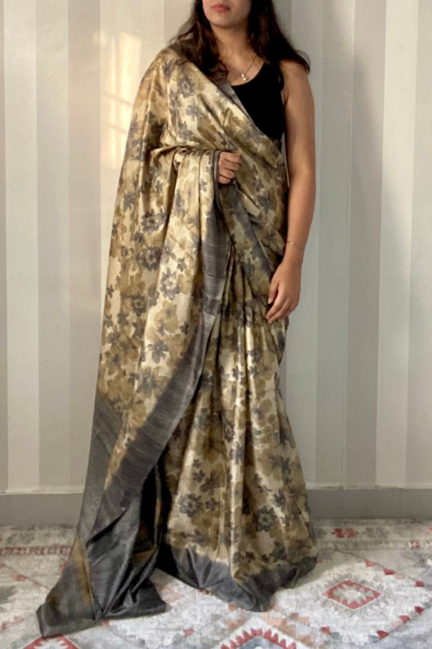 Desert Bloom Saree | Silk | Beige