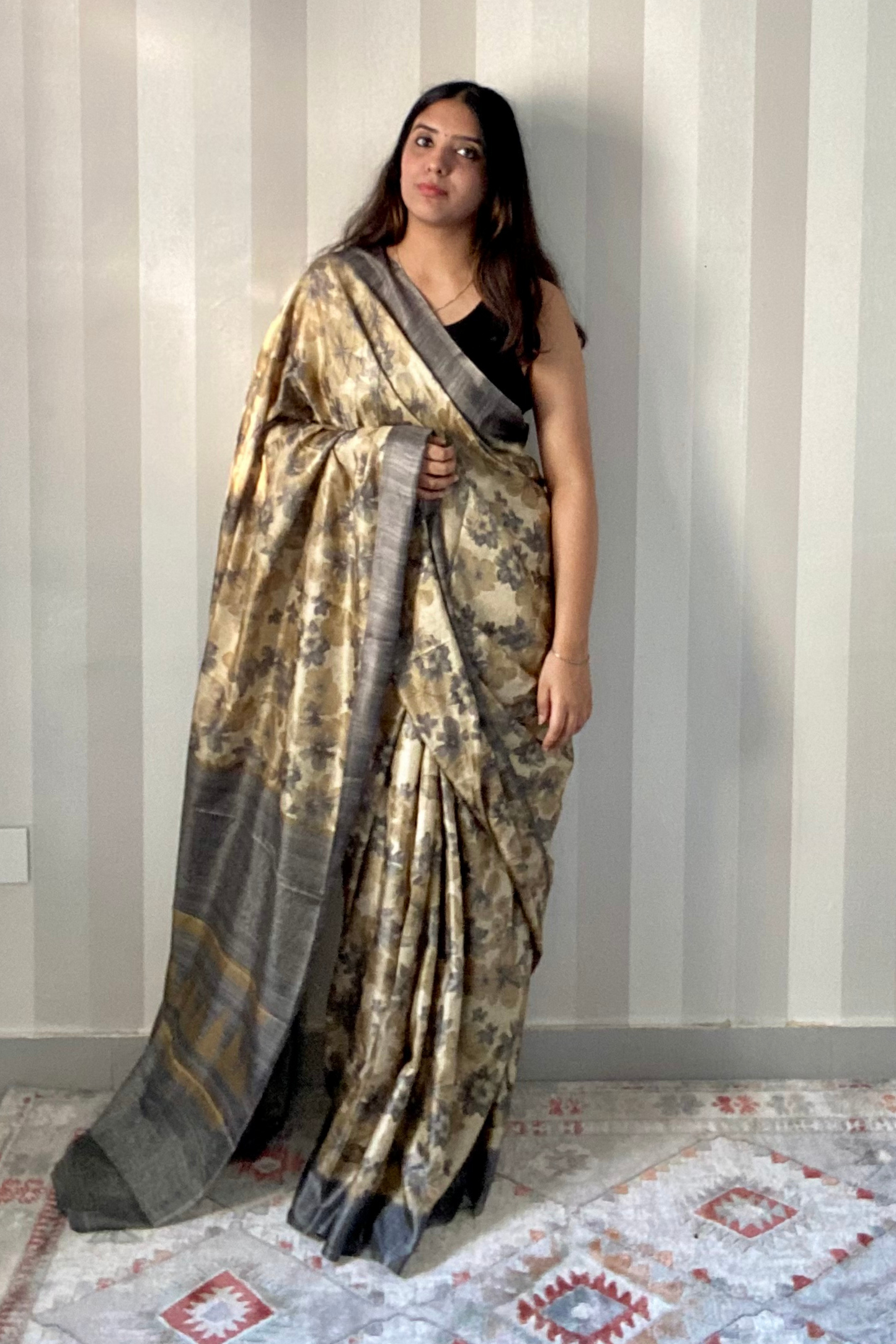 Desert Bloom Saree | Silk | Beige