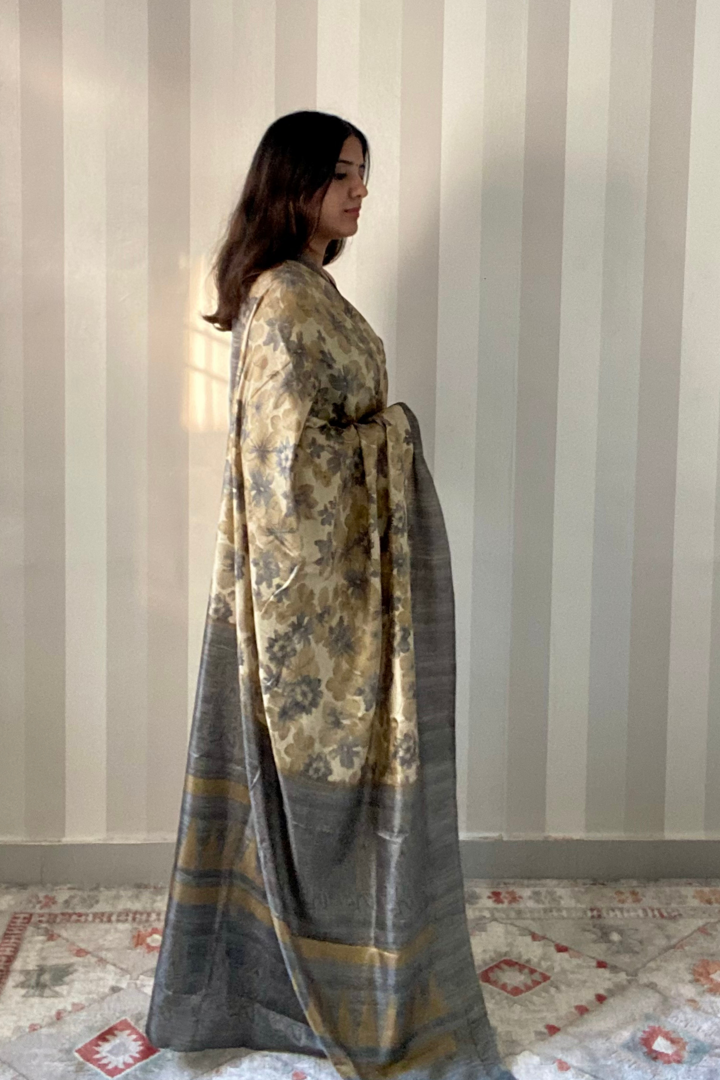 Desert Bloom Saree | Silk | Beige