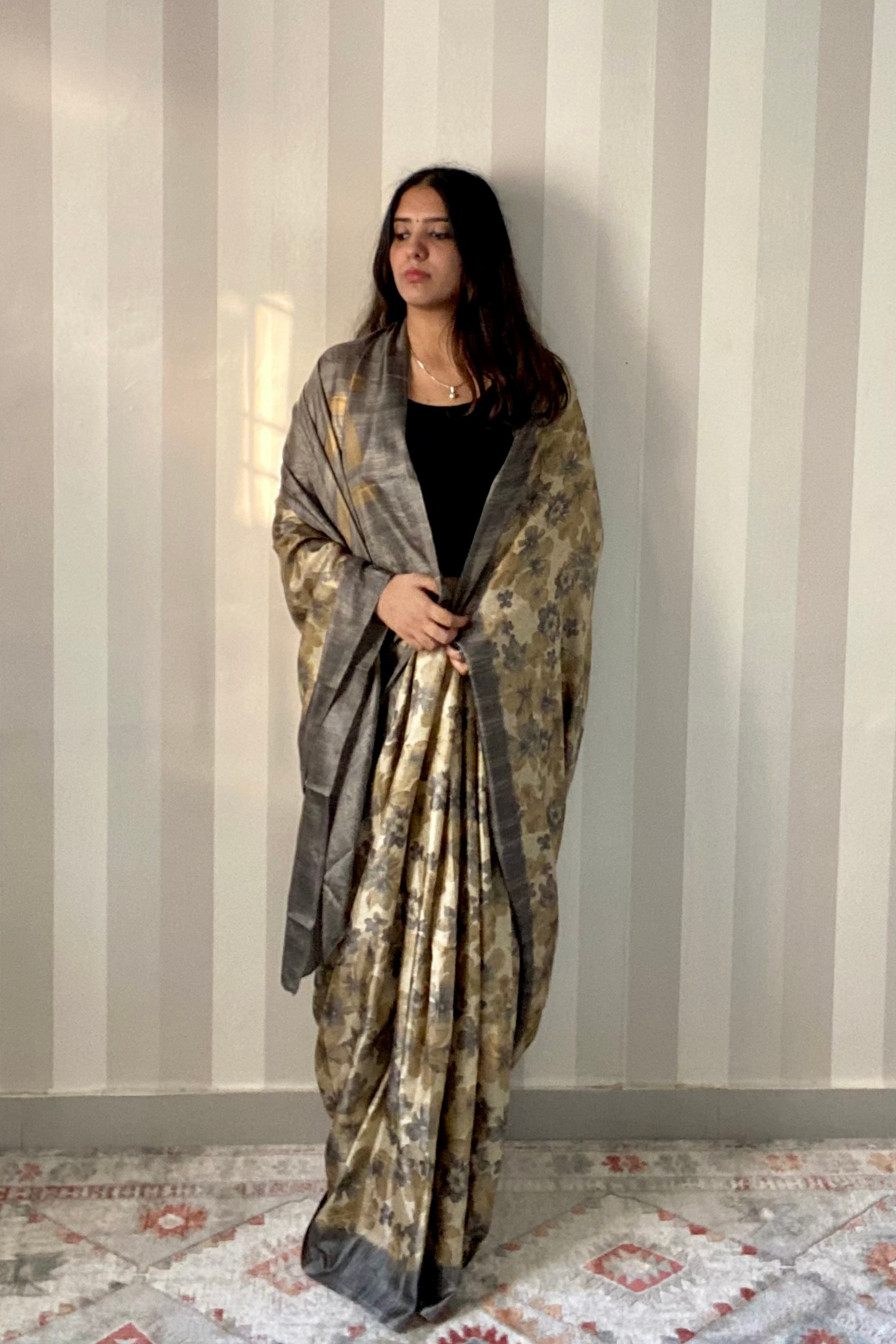 Desert Bloom Saree | Silk | Beige