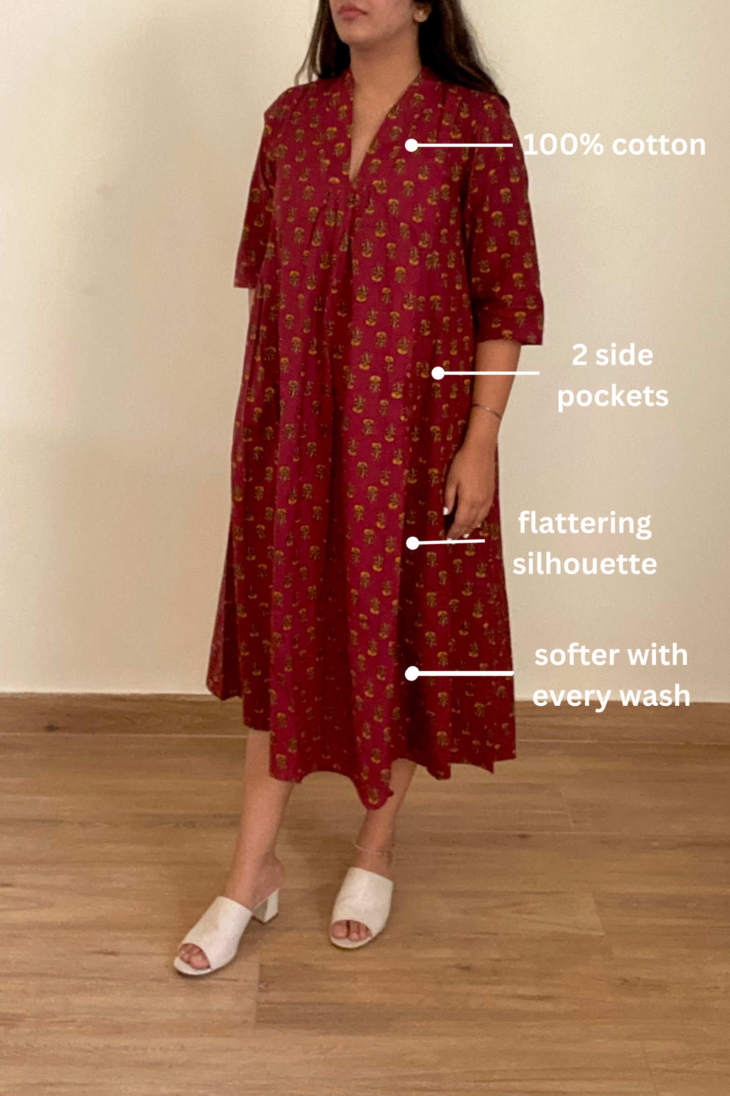 Marigold Kurta Dress | Cotton | Red