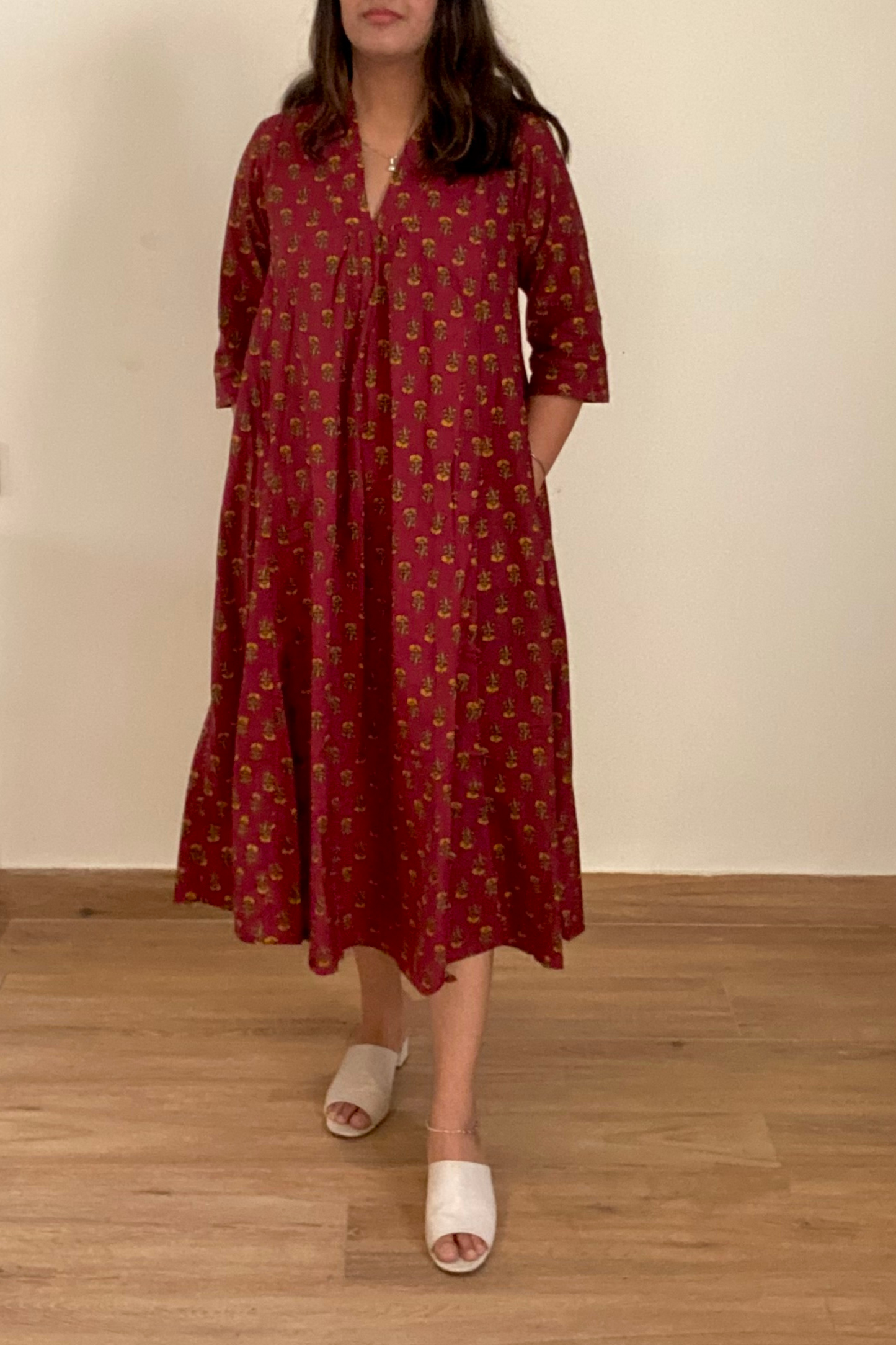 Marigold Kurta Dress | Cotton | Red