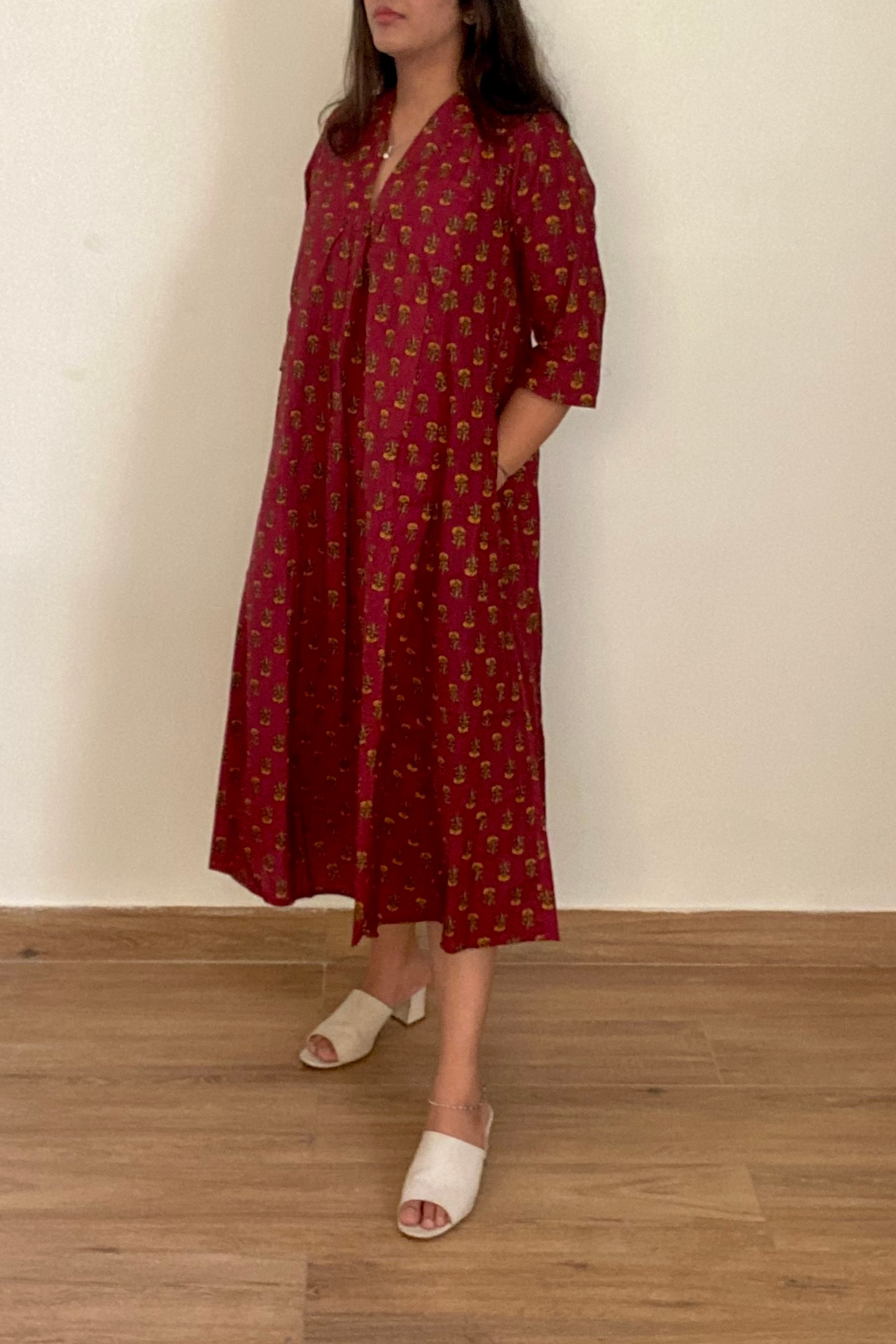 Marigold Kurta Dress | Cotton | Red