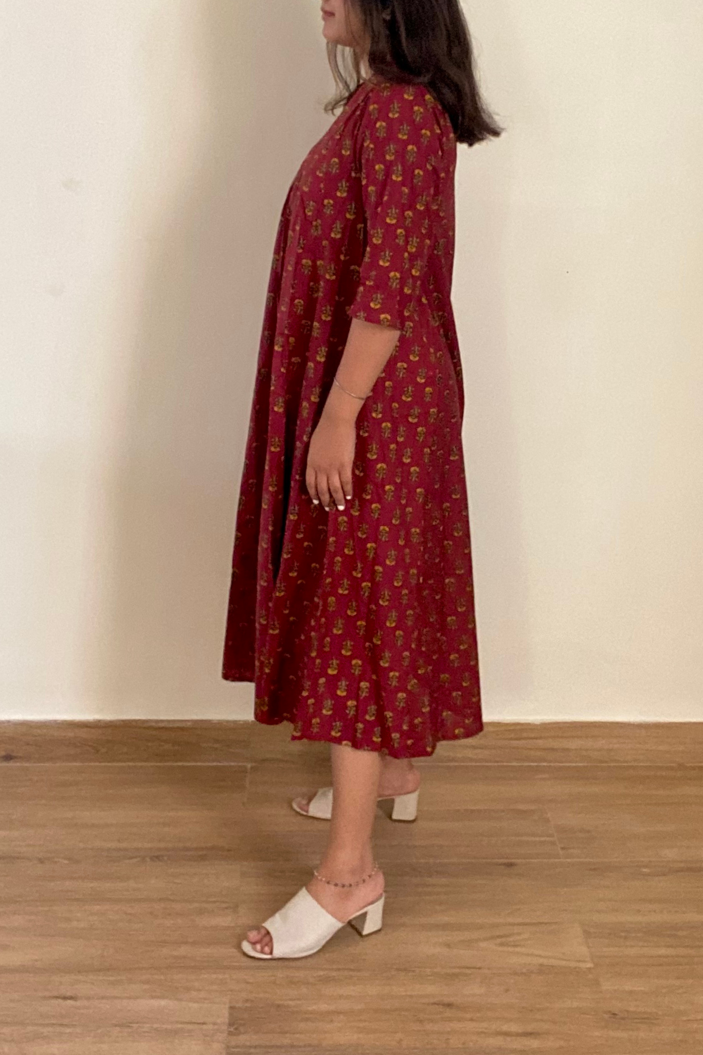 Marigold Kurta Dress | Cotton | Red